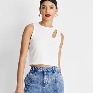 Future Collective Kahlana Barfield Brown Ribbed Cutout Cropped Tank